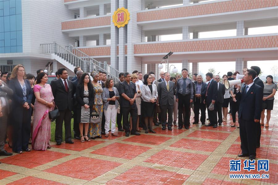 （XHDW）（1）驻朝使团和国际机构代表参观平壤中等学院和纹绣机能康复院